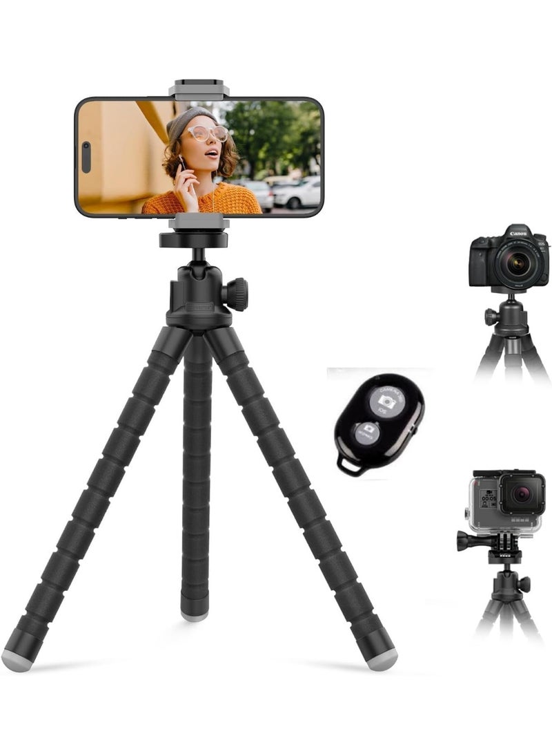10-Inch Flexible Mini Tripod with Remote Control – Mobile and Camera Stand for Vlogging and Video Recording - Image 1