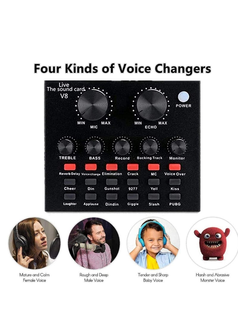 Microphone,Live Sound Card & BM800 Suspension Microphone Kit Broadcasting Recording Condenser Microphone Set Intelligent Volume Audio Mixer Sound Card for Computer PC Live Sound  - Image 5
