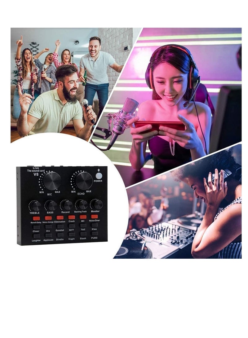 Microphone,Live Sound Card & BM800 Suspension Microphone Kit Broadcasting Recording Condenser Microphone Set Intelligent Volume Audio Mixer Sound Card for Computer PC Live Sound  - Image 4