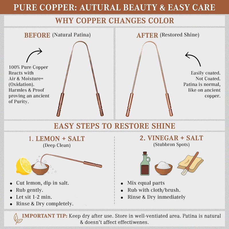 MasterMedi Tongue Scraper with Case Easy to Use Tongue Scraper for Adults, Tongue Cleaner for Oral Care & Hygiene Copper Set of 2 (with Travel Case) - Image 3