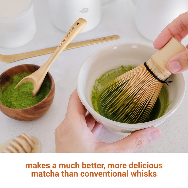 BambooWorx Matcha Whisk Set - (Chasen), Traditional Scoop (Chashaku), Tea Spoon. The Perfect Sets to Prepare a Traditional Cup of Japanese Tea, Handmade from 100% Natural Bamboo - Image 4