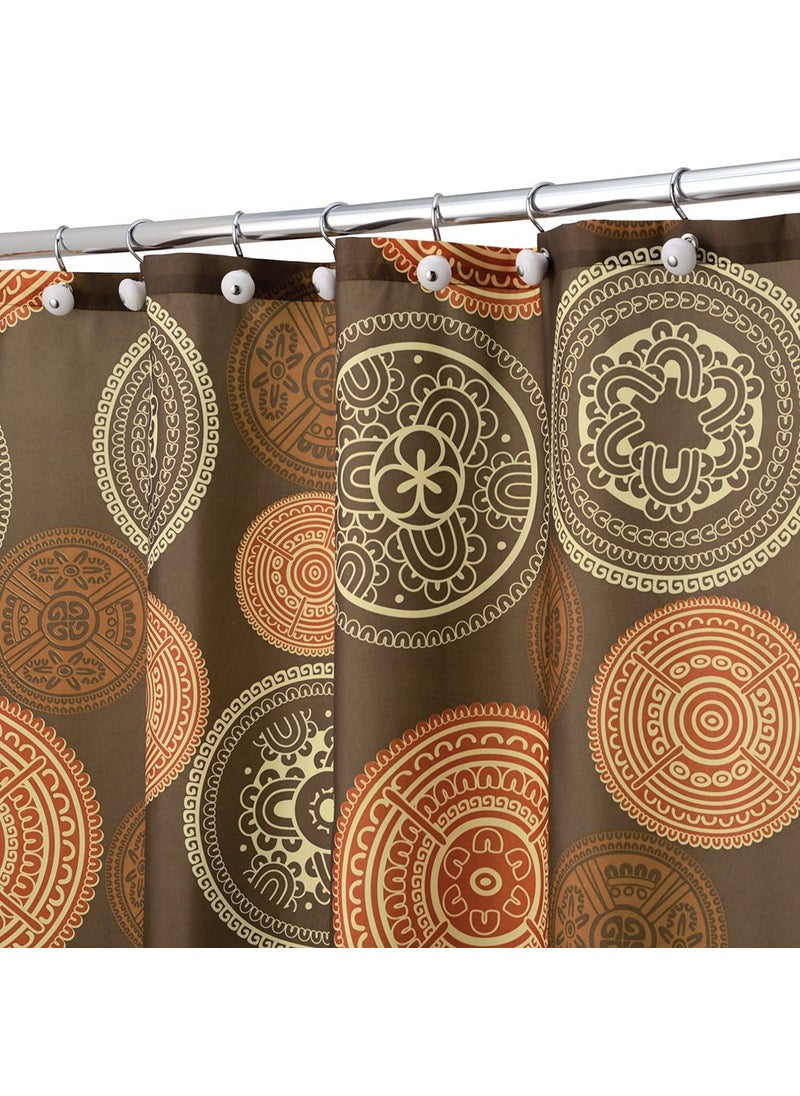 InterDesign iDesign Bazaar Fabric Shower Curtain for Master, Guest, Kids', College Dorm Bathroom, 72" x 72", Brown  - Image 2