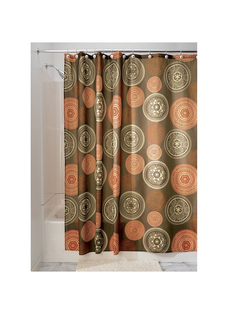 InterDesign iDesign Bazaar Fabric Shower Curtain for Master, Guest, Kids', College Dorm Bathroom, 72" x 72", Brown  - Image 1