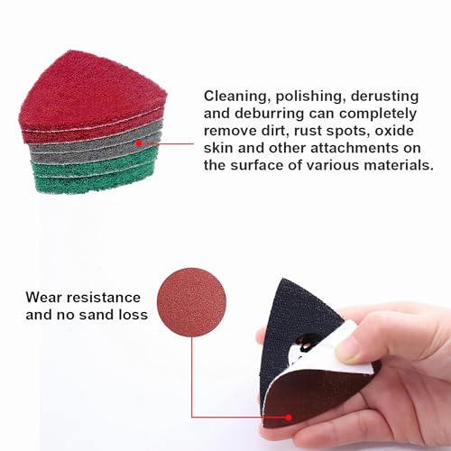 VRKET 133PCS Oscillating Tool Sanding Pads Kit,125 Sandpaper, 2 Triangular Sanding Pads and 6 Triangular Scrubbing Pads for Surface Sanding,Mechanical Maintenance Cleaning,Polishing,Deburring - Image 3