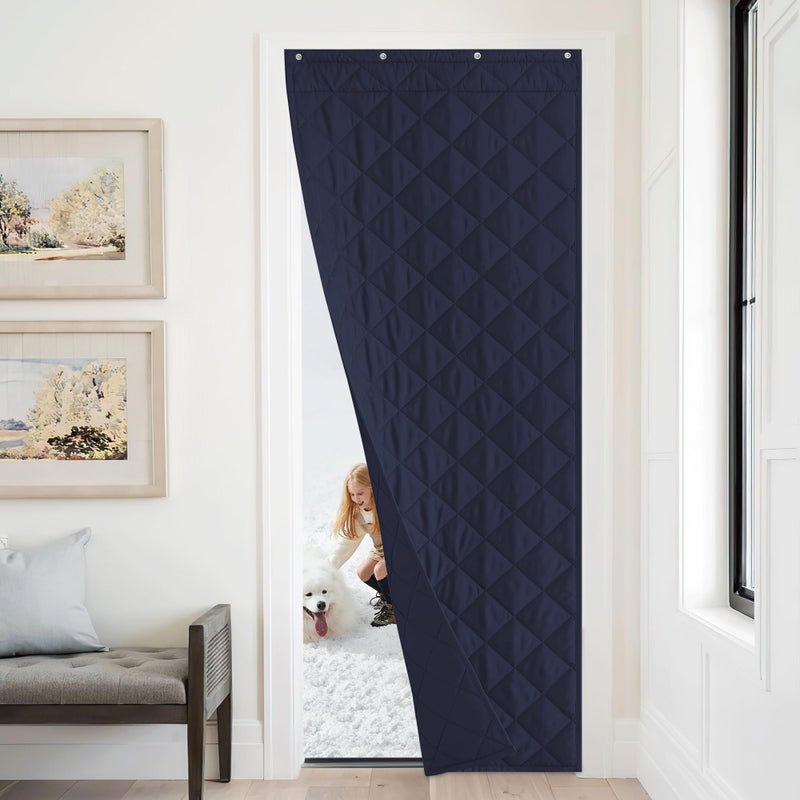 NICETOWN NICETOWN Temporary Door for a Room Sliding Interior Door Insulated Thermal Insulated Thick Windproof Coldproof for DoorwayKitchenLiving Room Keep Warm Winter 38 x 82 Navy Blue 1 PC 