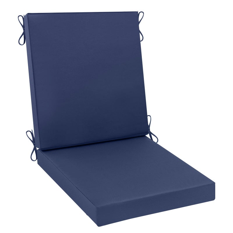 AAAAAcessories Outdoor Seat Cushions for Chairs  Waterproof  Fade-Resistant Patio Furniture Replacement Cushions  20"" x 20"" x 3"" + 20"" x 24"" x 3""  Navy Blue - Image 1