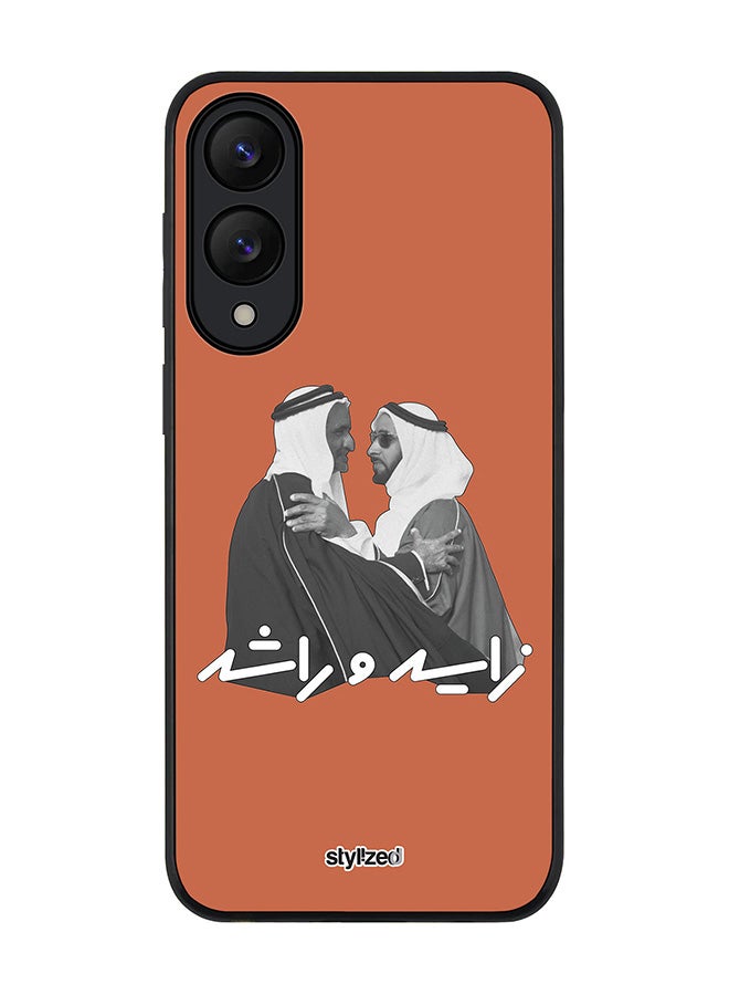 Stylizedd Cover for Samsung Galaxy S25 Edge Case, Rugged Black Slim fit Soft Flexible Anti Drop TPU Gel Thin Protective Phone Cases- Sheikh Zayed And Sheikh Rashid, Orange - Image 1