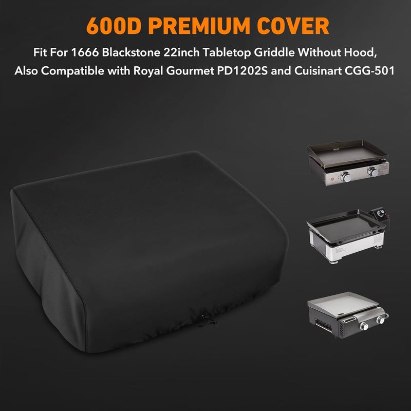 ZBXFCSH Heavy Duty Grill Cover Compatible with Blackstone 22inch Tabletop Griddle Without Hood, Also Compatible with Royal Gourmet PD1202S and Cuisinart CGG-501, Waterproof & Windproof - Image 2