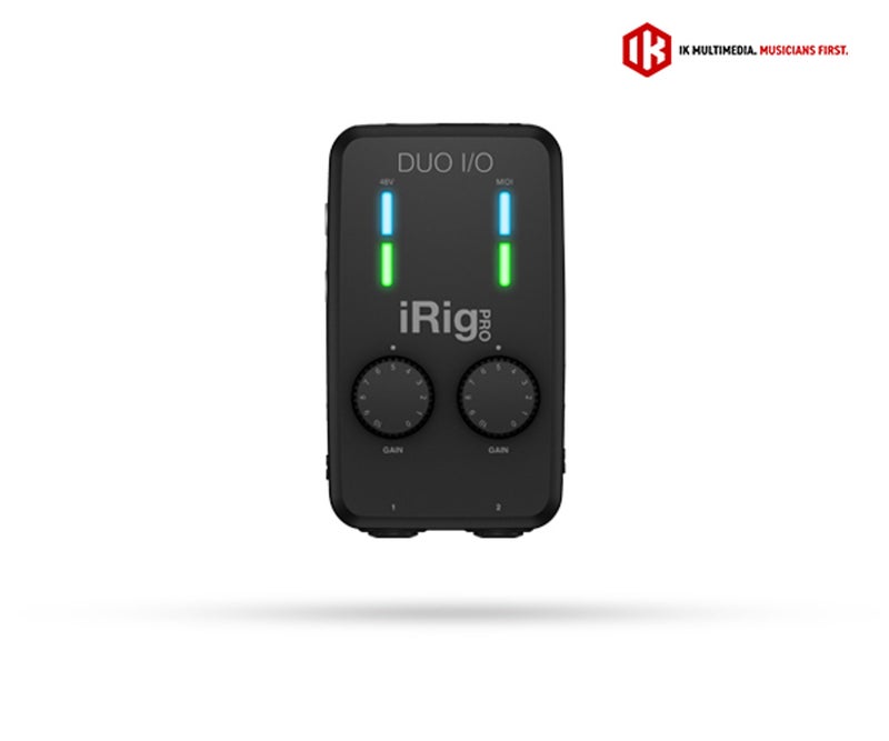 آي كي مالتيميديا آي كي ملتي ميديا iRig Pro Duo I/O، مسبق صوت للاستوديو بمنفذ XLR، واجهة صوت USB ومتوافقة مع MIDI، مزودة بطاقة فانتوم 48 فولت، ومدخلان للأدوات الموسيقية، مناسبة لتسجيل الغناء والجيتار، وللبودكاست والبث المباشر. - Image 1