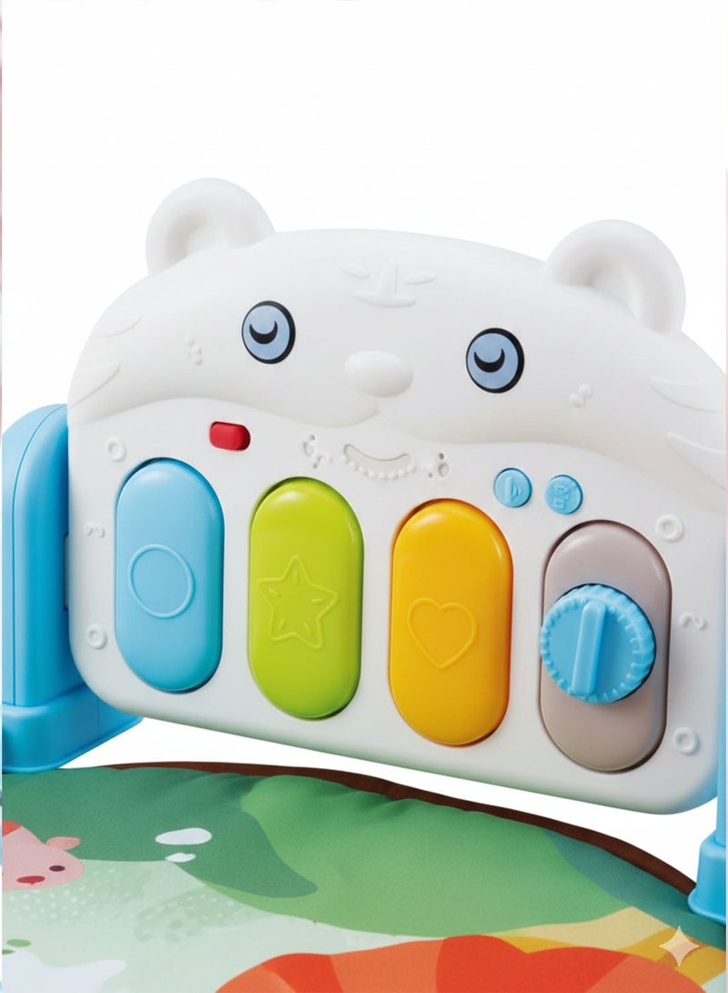 يولين سجادات لعب للأطفال، بساط لعب داخلي غير سام مع ألحان وخشخشة، مركز أنشطة موسيقية متعدد الألوان، بساط لعب بيانو مع ركلات، وقت الاستلقاء على البطن، بساط مبطن للأطفال حديثي الولادة والأطفال الصغار - Image 3