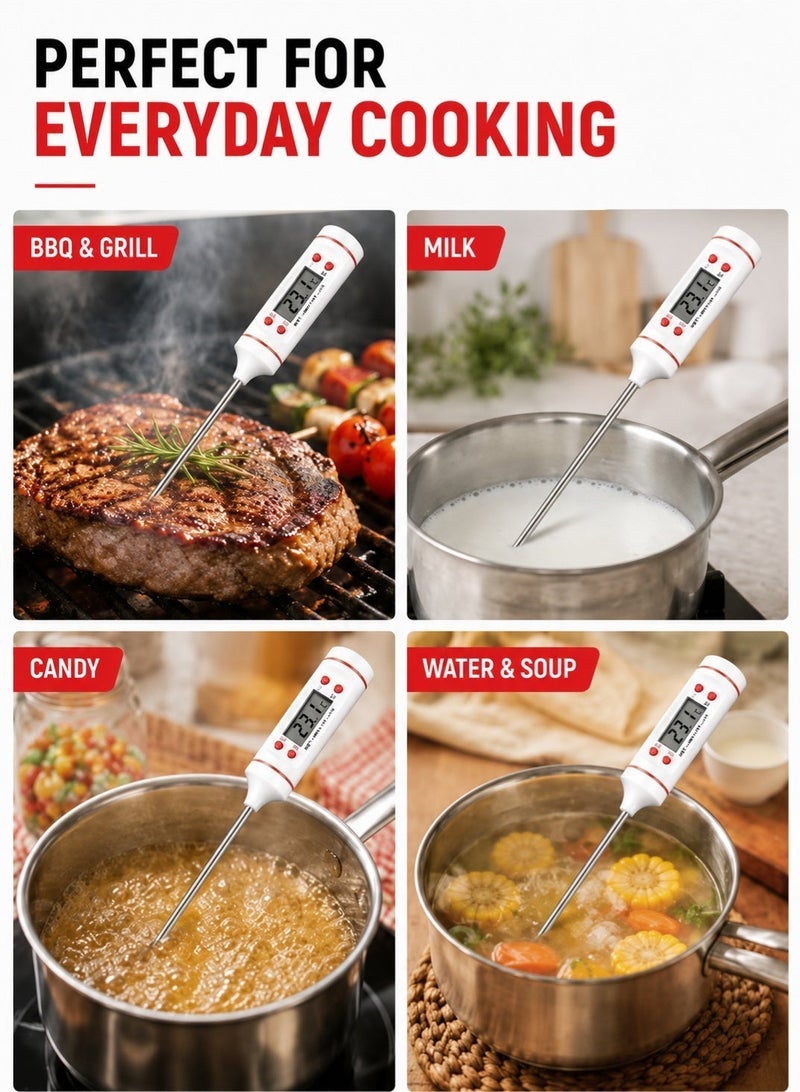 Leoxol Digital Cooking Thermometer 25cm | Instant Read LCD Food Probe | Hold Function Kitchen Thermometer | BBQ Grill Candy Milk Water Thermometer - Image 3
