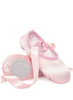 SYOSI Satin Ballet Shoes Dance Slippers With Ribbon Flat Leather Split Sole Flats For Kids Toddler Women Adults 200Mm  - Image 1