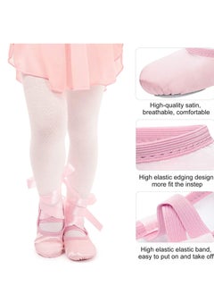 SYOSI Satin Ballet Shoes Dance Slippers With Ribbon Flat Leather Split Sole Flats For Kids Toddler Women Adults 200Mm  - Image 4