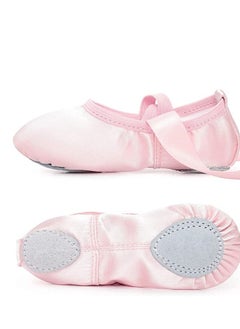 SYOSI Satin Ballet Shoes Dance Slippers With Ribbon Flat Leather Split Sole Flats For Kids Toddler Women Adults 200Mm  - Image 2