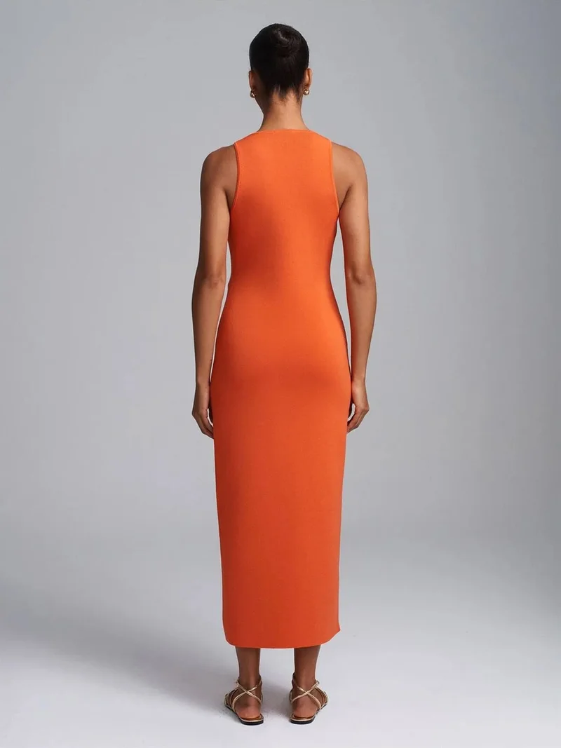 Dilvin DILVIN Sleeveless Ribbed Bodycon Midi Dress