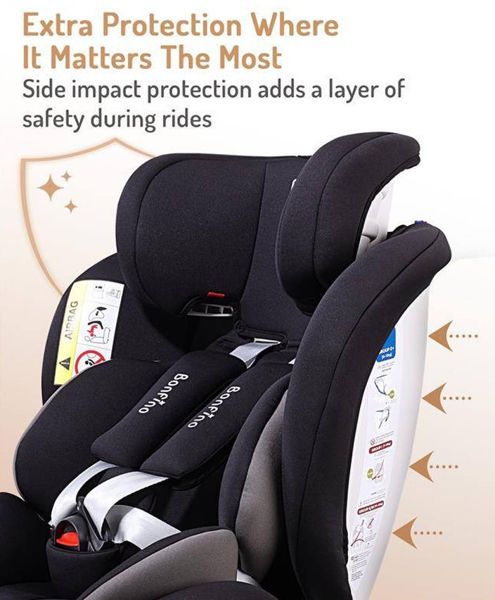 Bonfino Compass Isofix Convertible Car Seat with 5-Point Safety Harness, 4 Recline Positions and 7-Level Height Adjustment - Black - Image 3