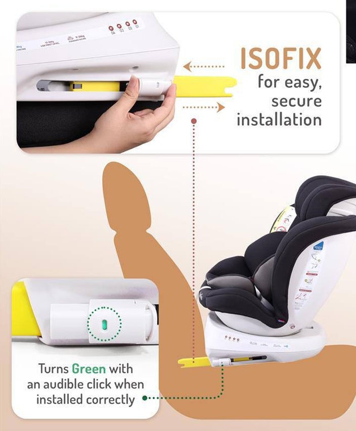Bonfino Compass Isofix Convertible Car Seat with 5-Point Safety Harness, 4 Recline Positions and 7-Level Height Adjustment - Black - Image 4