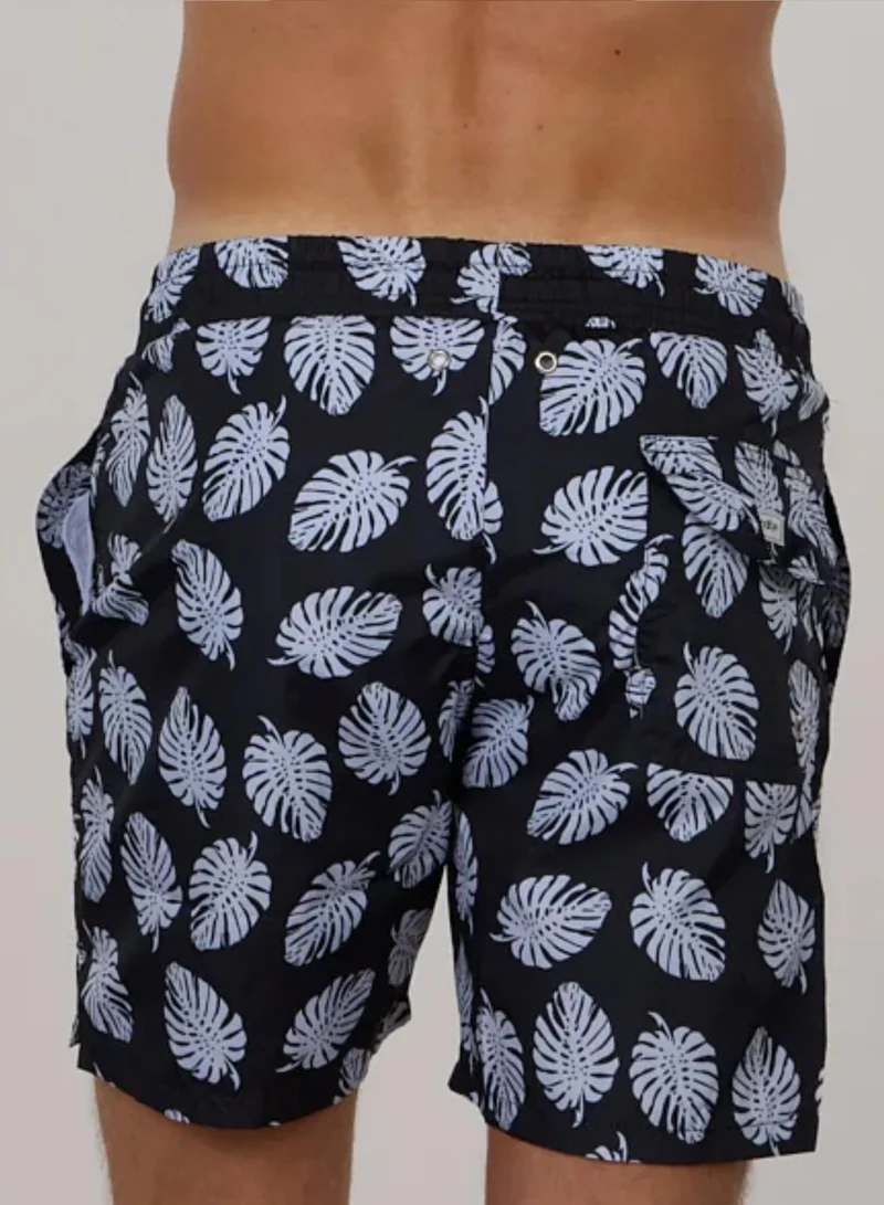 Just Nature Palm Leaves Black Premium Quick Dry Swim Shorts Palm Leaves for Men | Best Price UAE