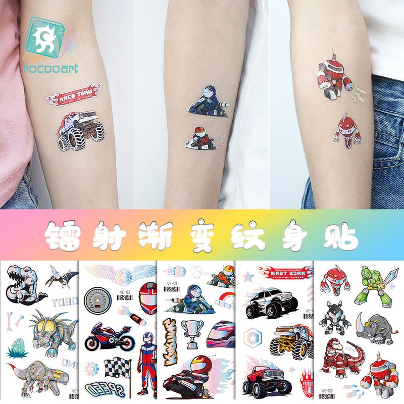 Factory Direct Supply New Metal Tattoo Sticker Cartoon Dinosaur Hot Laser Animal Space Boy Girl Face Sticker Arm - Image 3
