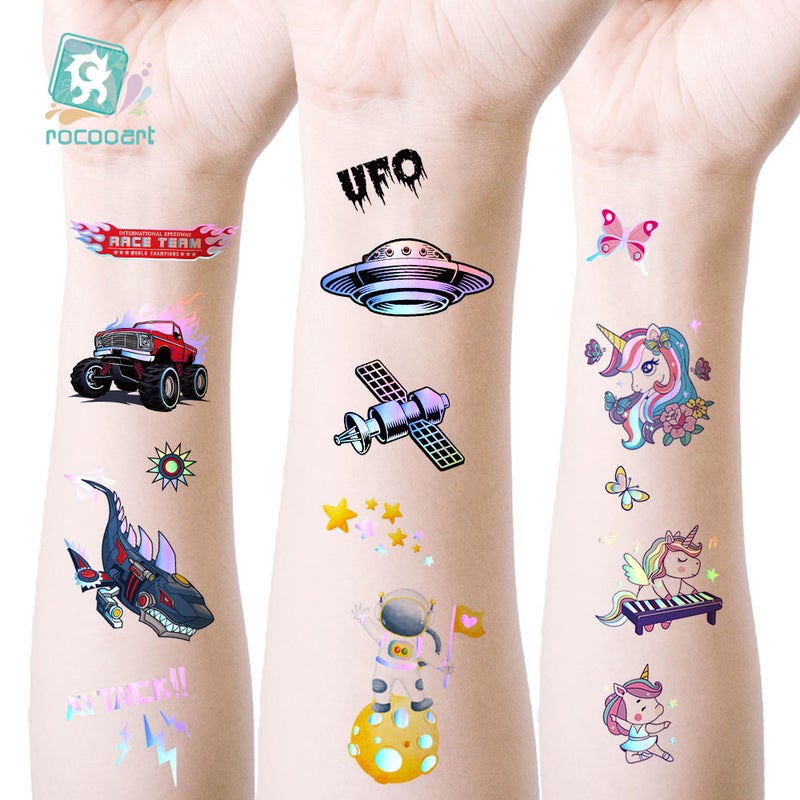 Factory Direct Supply New Metal Tattoo Sticker Cartoon Dinosaur Hot Laser Animal Space Boy Girl Face Sticker Arm - Image 5