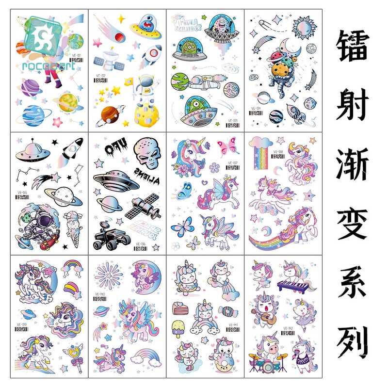 Factory Direct Supply New Metal Tattoo Sticker Cartoon Dinosaur Hot Laser Animal Space Boy Girl Face Sticker Arm - Image 4