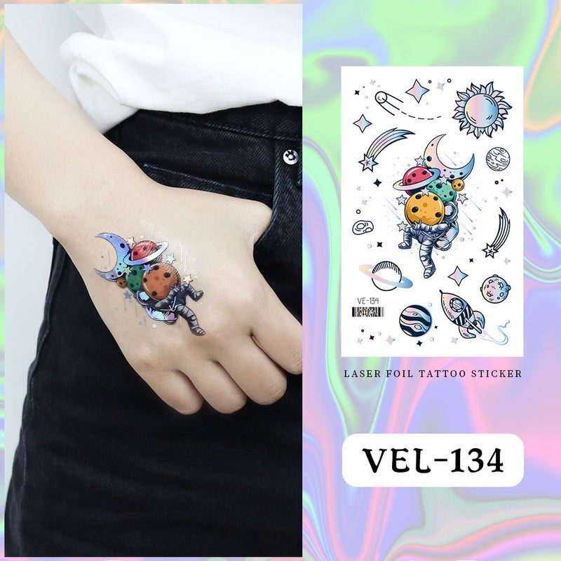 Factory Direct Supply New Metal Tattoo Sticker Cartoon Dinosaur Hot Laser Animal Space Boy Girl Face Sticker Arm - Image 1