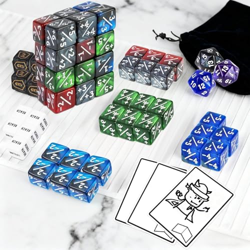 DEDC 115Piece MTG Dice Set with Dry Erase Tokens Kit Includes 63 Counters and 50 Tokens for MTG TCG Cards Game Accessories with 2 Markers 2 Cloths - Image 5