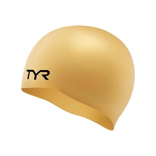 TYR Silicone Swim Cap for Men and Women WrinkleFree Durable Tear Resistant Low Drag Training Competition Cap Gold - Image 1