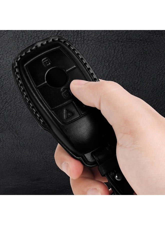 Tukellen for Mercedes Benz key fob cover Genuine Leather with keychain,Leather Protector Key case compatible Mercedes Benz 2017-2021 E-Class 2018-2021 S-Class 2019-2021 A-Class C-Class G-Class-Black - Image 5