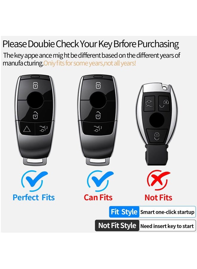 Tukellen for Mercedes Benz key fob cover Genuine Leather with keychain,Leather Protector Key case compatible Mercedes Benz 2017-2021 E-Class 2018-2021 S-Class 2019-2021 A-Class C-Class G-Class-Black - Image 2