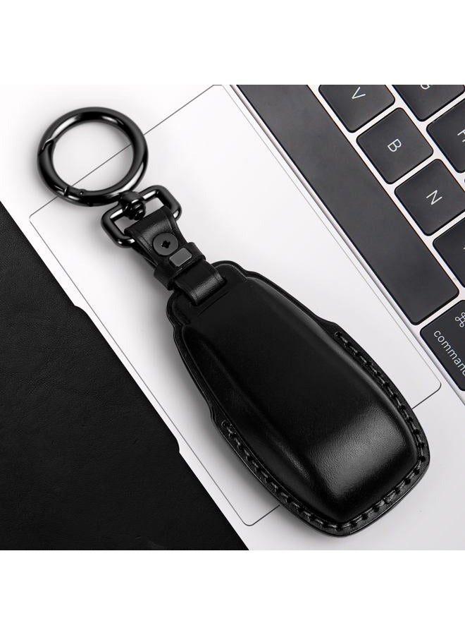 Tukellen for Mercedes Benz key fob cover Genuine Leather with keychain,Leather Protector Key case compatible Mercedes Benz 2017-2021 E-Class 2018-2021 S-Class 2019-2021 A-Class C-Class G-Class-Black - Image 4