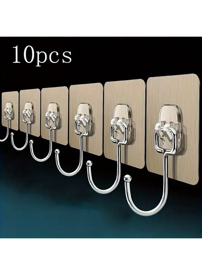 10pcs Large Adhesive Wall Hooks Mounted Hanger For Bathroom Kitchen Room - Image 1