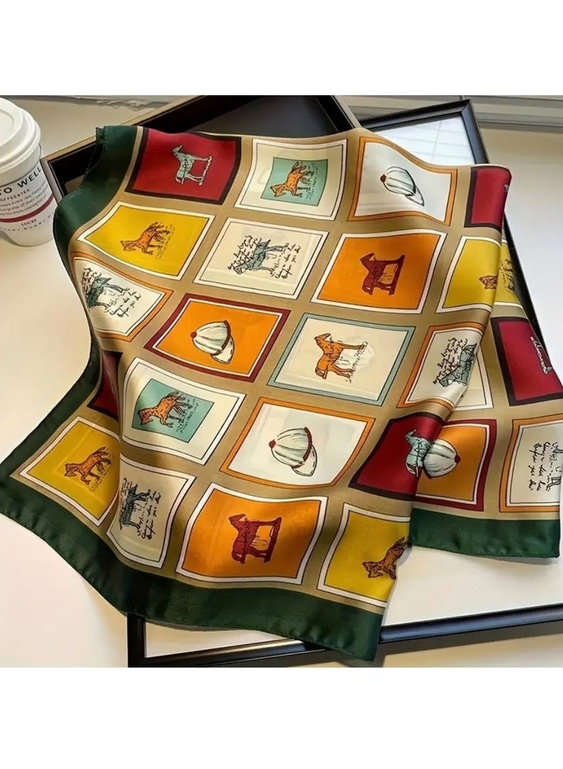SOLOBUY Style Scarf 70 x 70cm, Multicolor, Polyester - Image 2