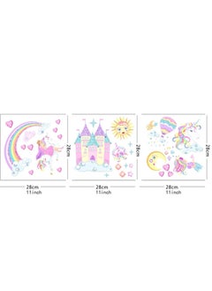KASTWAVE Castle Unicorn Wall Decals, Princess Reflective with Heart Rainbow Vinyl Wall Stickers, Kids Wall Stickers Unicorn Wall Decals for Girls Room Decor, Castle Unicorn Wall Decals Gifts  - Image 3
