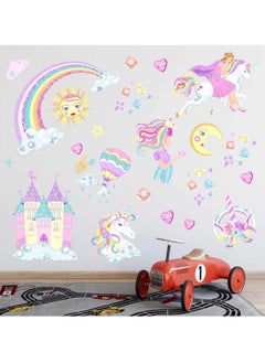KASTWAVE Castle Unicorn Wall Decals, Princess Reflective with Heart Rainbow Vinyl Wall Stickers, Kids Wall Stickers Unicorn Wall Decals for Girls Room Decor, Castle Unicorn Wall Decals Gifts  - Image 5