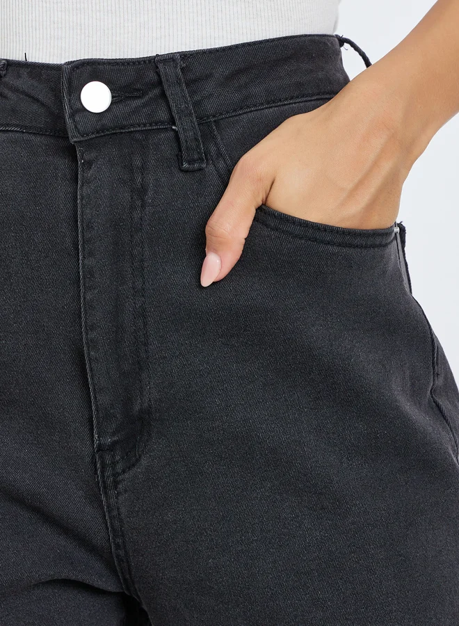 Styli Charcoal Women Charcoal High Rise Mom Fit Jeans for Women | Best Price UAE