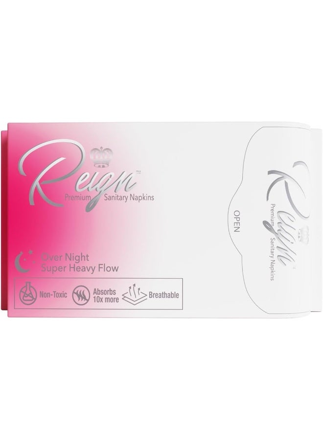 Reign Over Night Super Heavy Flow with Wings Sanitary Napkin for Women Super Absorbent Pads 7 Count 1 Pack - Image 1