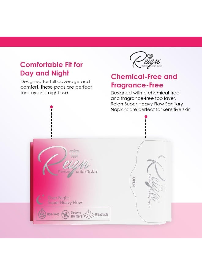 Reign Over Night Super Heavy Flow with Wings Sanitary Napkin for Women Super Absorbent Pads 7 Count 1 Pack - Image 4