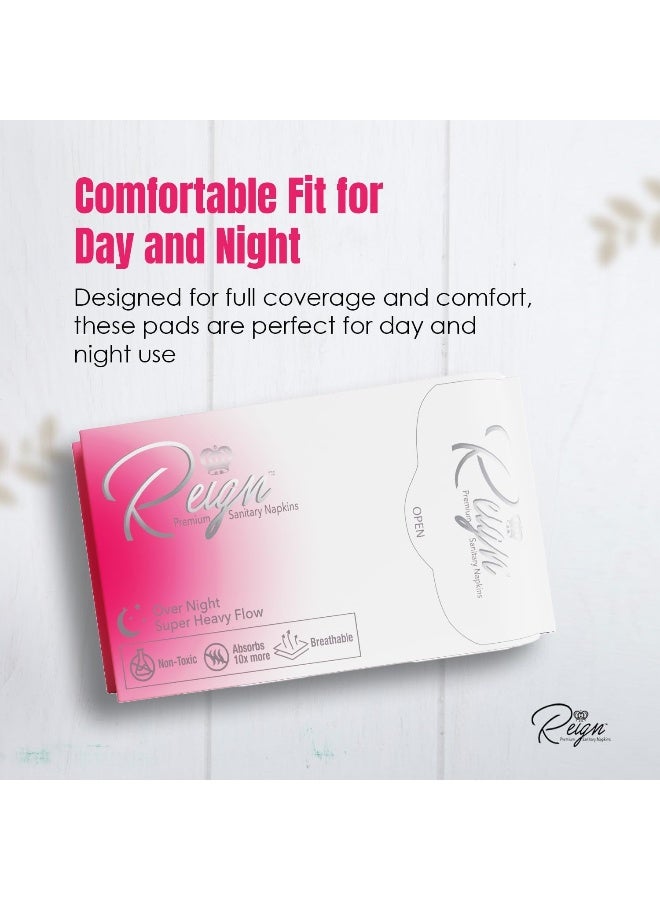 Reign Over Night Super Heavy Flow with Wings Sanitary Napkin for Women Super Absorbent Pads 7 Count 1 Pack - Image 3