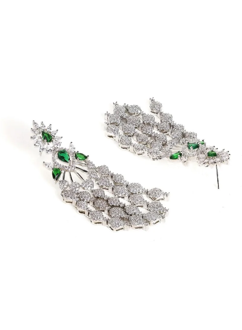 Priyaasi -Stone Studded Contemporary Tasselled Drop Earrings