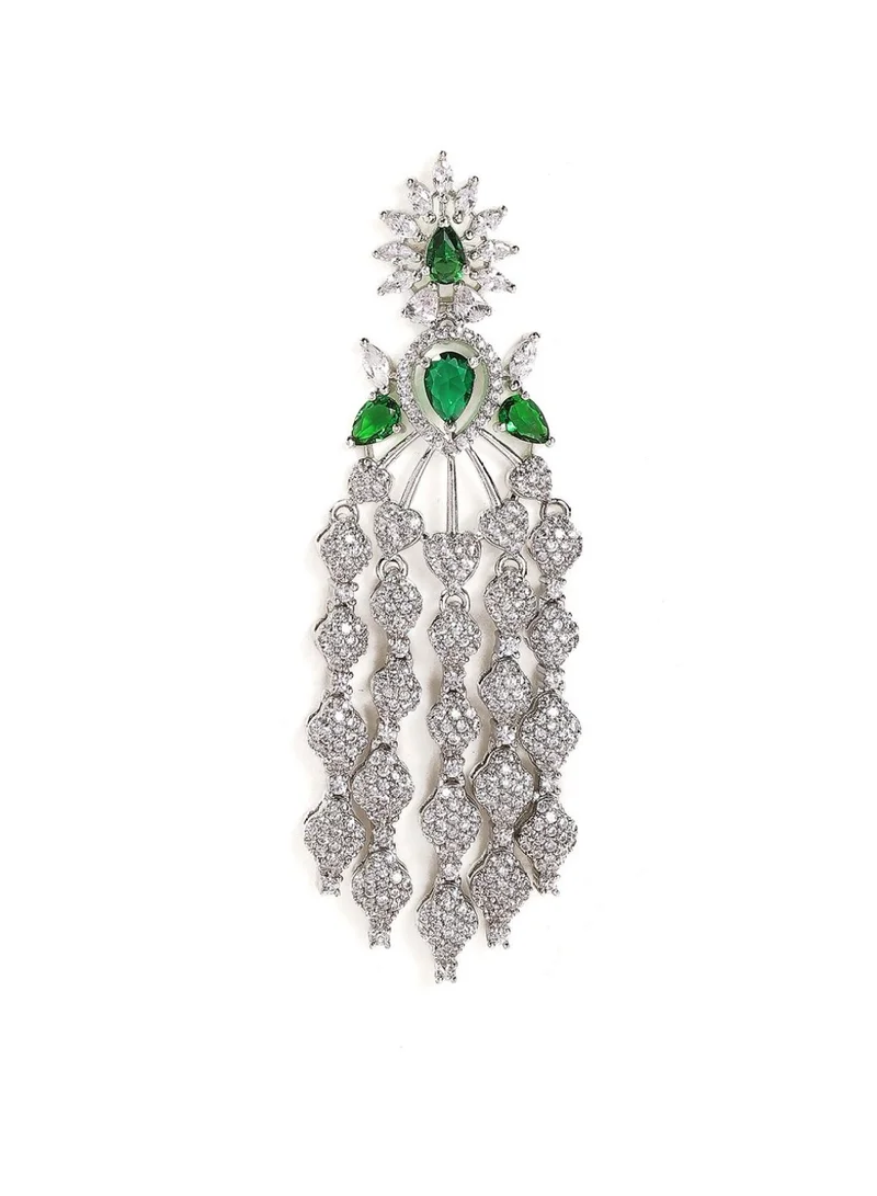 Priyaasi -Stone Studded Contemporary Tasselled Drop Earrings