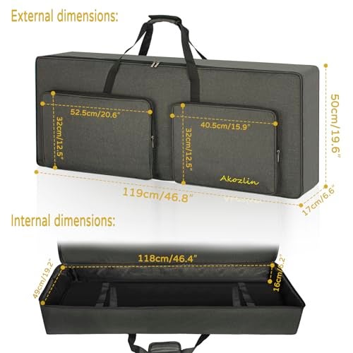 AKOZLIN 76-Key Padded Keyboard Gig Bag Portable Foldable Electric Piano Keyboard Case Bag For 76-Note Keyboards 46.5”×19.2”×6.3” - Image 4