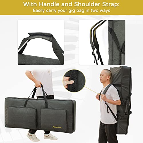 AKOZLIN 76-Key Padded Keyboard Gig Bag Portable Foldable Electric Piano Keyboard Case Bag For 76-Note Keyboards 46.5”×19.2”×6.3” - Image 5