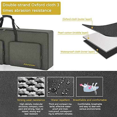 AKOZLIN 76-Key Padded Keyboard Gig Bag Portable Foldable Electric Piano Keyboard Case Bag For 76-Note Keyboards 46.5”×19.2”×6.3” - Image 3
