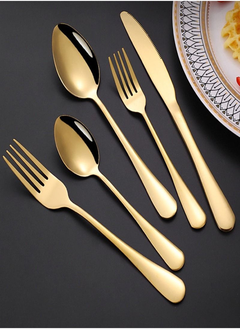 Sharpdo 30Pcs Stainless Steel Flatware Cutlery Set Golden  - Image 2