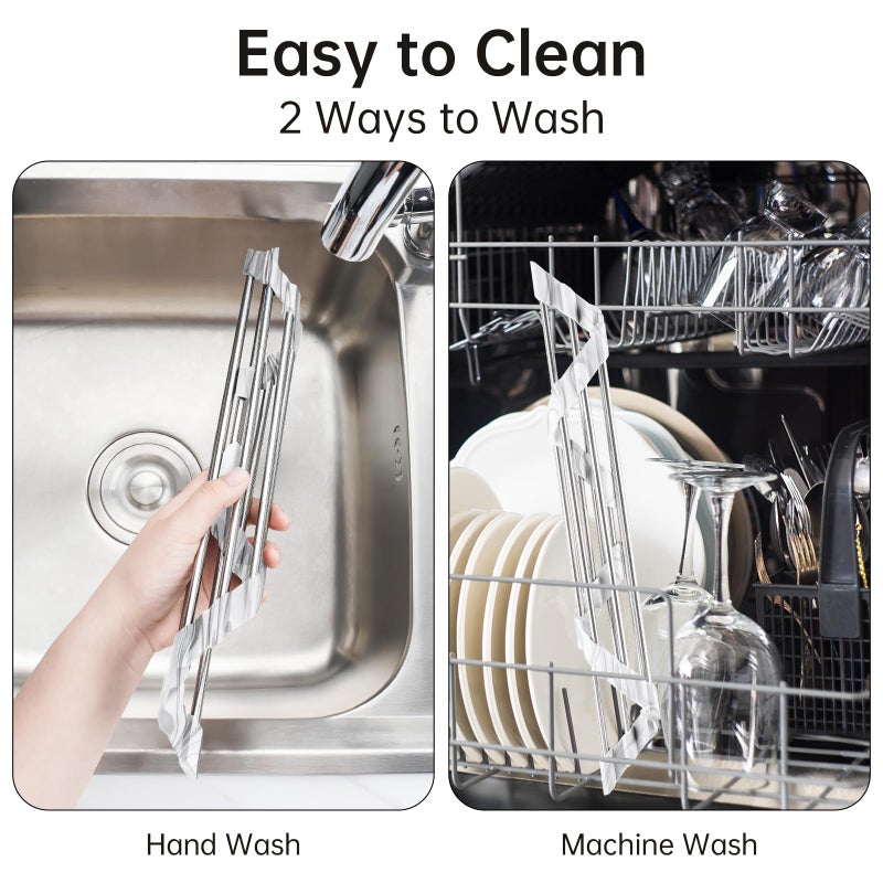 Tomorotec Marble Triangle Roll-Up Dish Drying Rack for Sink Corner - Small, Foldable, Stainless Steel, Multipurpose Kitchen Drainer Caddy, Trivet, Rustproof Organizer, Storage Shelf - Image 5