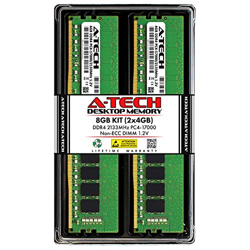 A-Tech 8GB (2x4GB) DDR4 2133 MHz UDIMM PC4-17000 (PC4-2133P) CL15 DIMM Non-ECC Desktop RAM Memory Modules - Image 1
