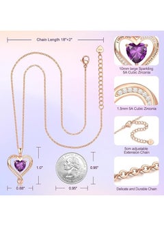 Zifeel Infinity Heart Pendant 925 Sterling Silver, Rose Gold Birthstone Necklace  - Image 5
