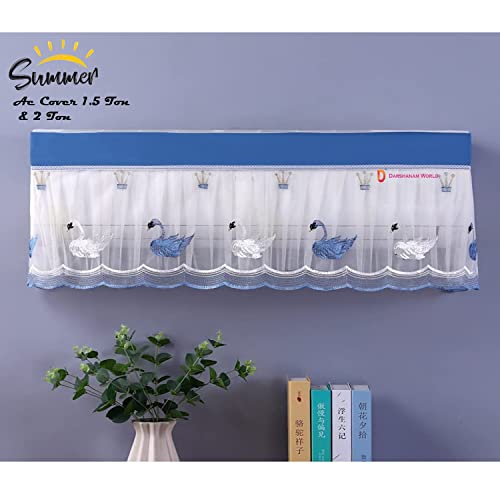 DARSHANAM WORLD Premium Work Indoor Ac Dust Protection Cover Dust Proof Washable Ac Cover For All Season Open Type Running Mode Ac Cover 1.5 Ton (38 X 12 X 9 Inch ) (Blue Duck), Fabric - Image 2