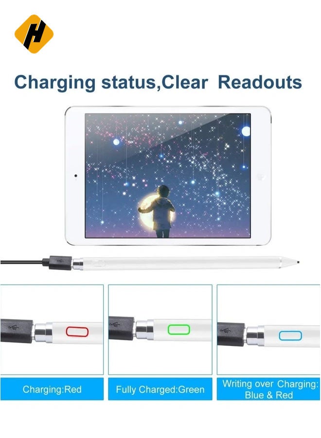 HuHa Stylus Pen Compatible with iPad Apple pencil Touch Screen Pen Capacitive Rechargeable Styli with 1.5mm Ultra Fine Tips Compatible with iPads/Tablets/iPhones/Samsung/Lenovo/LG&HTC with Two Caps  - Image 3